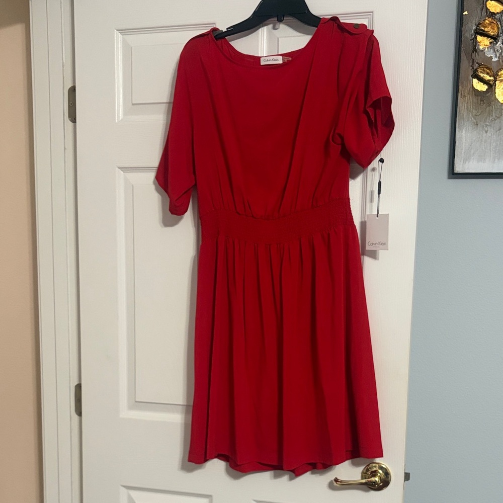Calvin Klein Vibrant Red Mini Dress size 12 with tag